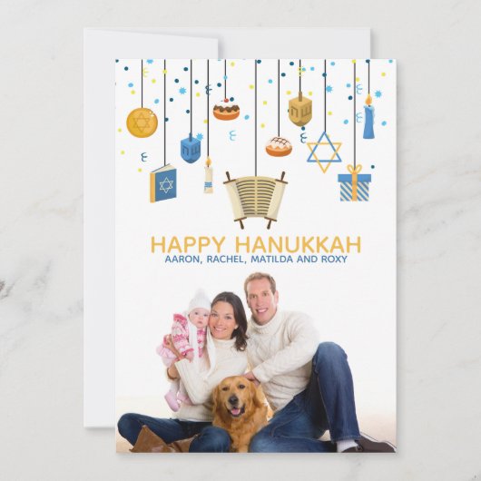 Happy Hanukkah Icons Personalisiertes Foto (Vorderseite)