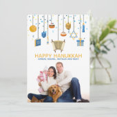 Happy Hanukkah Icons Personalisiertes Foto (Stehend Vorderseite)
