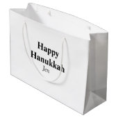 Happy Hanukkah Ihr Name Text editierbar Große Geschenktüte (Rückseite Schrägansicht)