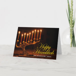 Happy Hanukkah - Illuminierte neun Kerzen Menorah Feiertagskarte