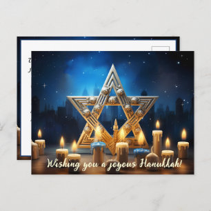🕎 Happy Hanukkah, individuelle Name und Text Feiertagspostkarte