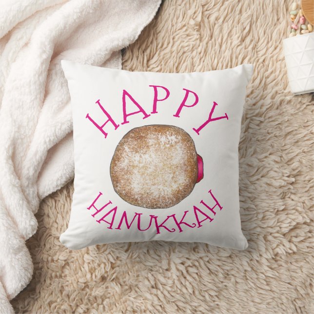 Happy Hanukkah Jelly Donut Doughnut Sufganiyot Kissen (Decke)