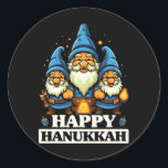 Happy Hanukkah Jew Chanukah Juw Hebrew Runder Aufkleber<br><div class="desc">Happy Hanukkah Jew Chanukah Juw Hebrew</div>