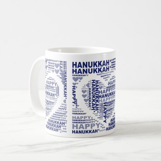 Happy Hanukkah Jewish Holiday Blue Coffee Tee Tass Kaffeetasse (Vorderseite Links)