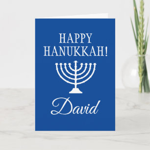 Happy Hanukkah Jewish Holiday blue Grußkarte Feiertagskarte