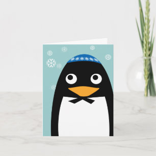 Happy Hanukkah Jewish Penguin Yarmulke Feiertagskarte