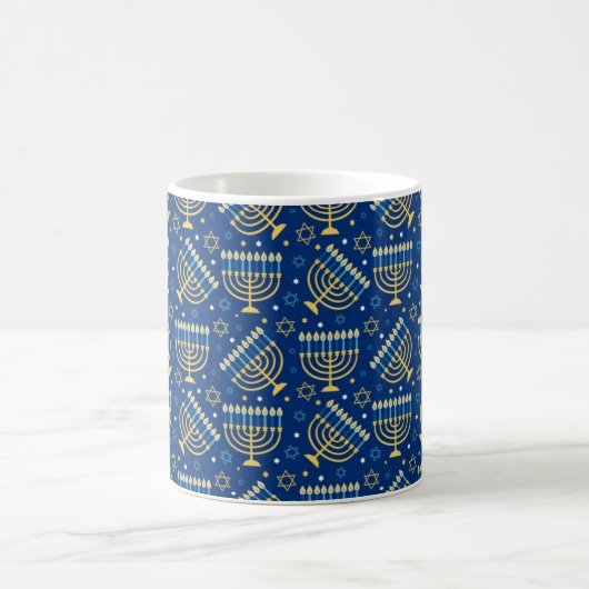 Happy Hanukkah Jewish Star Menorah Blue Chanukah Kaffeetasse (Mittel)
