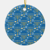 Happy Hanukkah Jewish Star Menorah Blue Chanukah Keramik Ornament (Vorne)