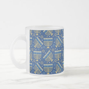 Happy Hanukkah Jewish Star Menorah Blue Chanukah Mattglastasse