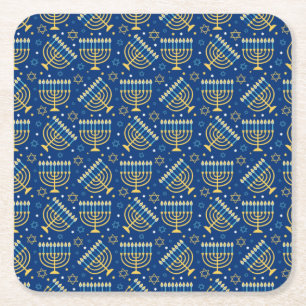 Happy Hanukkah Jewish Star Menorah Blue Chanukah Rechteckiger Pappuntersetzer