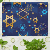 Happy Hanukkah Jewish Star Menorah Blue Geschirrtuch (Gefaltet)