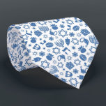 Happy Hanukkah Jewish Star Menorah Blue Neck Tie Krawatte<br><div class="desc">Happy Hanukkah,  Menorah,  dreidel,  jüdischer Stern,  Muster,  Krawatte.</div>