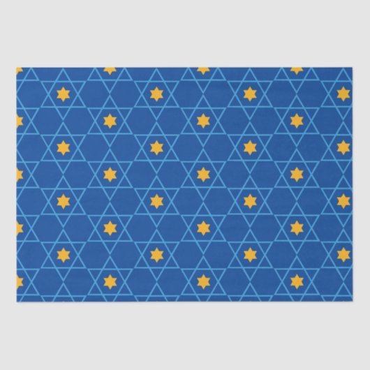 Happy Hanukkah Jewish Star von David Pattern Blue Seidenpapier (Vorderseite)