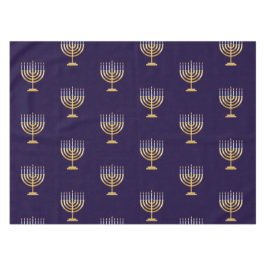 Happy Hanukkah Jüdische blaue Goldmenorah Tischdecke
