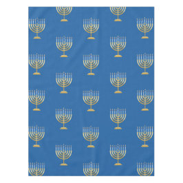 Happy Hanukkah Jüdische blaue Goldmenorah Tischdecke