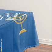 Happy Hanukkah Jüdische blaue Goldmenorah Tischdecke (Beispiel)