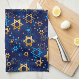 Happy Hanukkah jüdischen Star Menorah Blue Kitchen Geschirrtuch