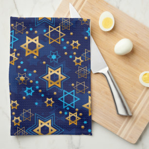 Happy Hanukkah jüdischen Star Menorah Blue Kitchen Geschirrtuch