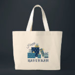Happy Hanukkah Jumbo Stoffbeutel<br><div class="desc">Dieses Design ist schön und hell und erfüllt Sie bis ins Bein mit Urlaubsgeist und ist perfekt auf Geschenke, Tischläufer, Küchenwäsche, Wohngestaltung und auf allem, was Hanukkah!</div>