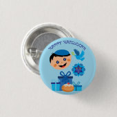 🕎 Happy Hanukkah, Junge, Button (Vorne & Hinten)