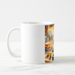 Happy Hanukkah Kaffeetasse<br><div class="desc">Hanukkah Aquarellbild. Ein wunderschön gestaltetes Set für eine festliche Feier mit einer traditionellen Menorah mit Kerzen. Das weiche,  warme Licht,  die Dekoration der Ferien verleiht dem Ganzen eine Touch Beifall. Warme Lichter schaffen eine gemütliche und einladende Atmosphäre. Designed by artist Danguole Serstinskaja.</div>