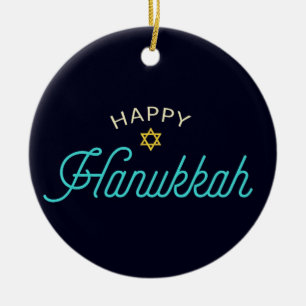 Happy Hanukkah Keramik Ornament