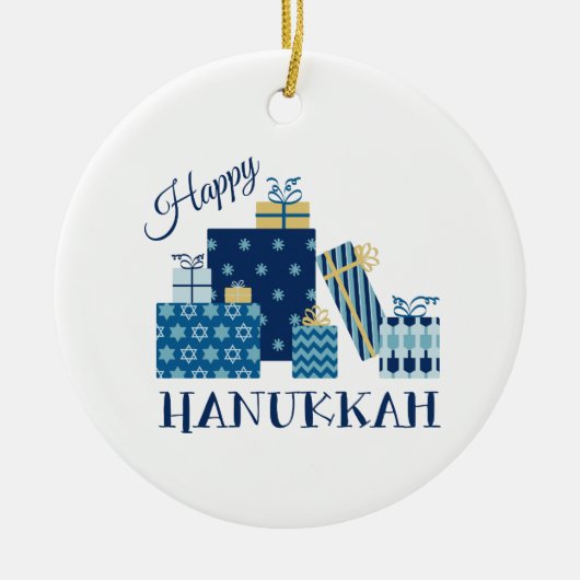 Happy Hanukkah Keramik Ornament (Vorne)