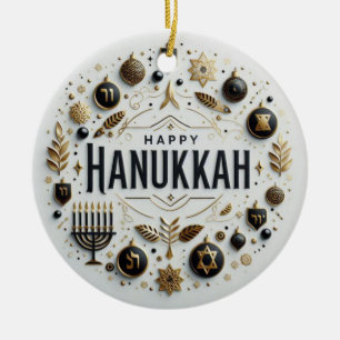 Happy Hanukkah Keramik Ornament