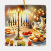 Happy Hanukkah Keramikornament (Vorderseite)