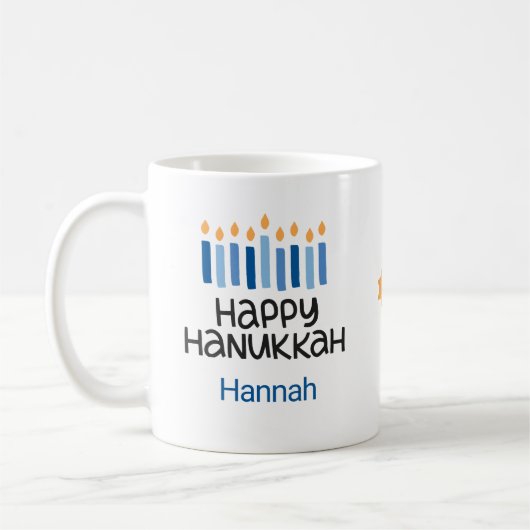 Happy Hanukkah Kids Adorable Name Tasse (Links)