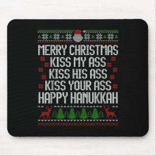 Happy Hanukkah Kiss My Your Frohe Weihnachten Mousepad