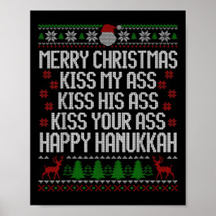 Happy Hanukkah Kiss My Your Frohe Weihnachten Poster