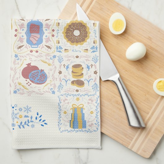 Happy Hanukkah Kitchen Handtuch (Viertel Falte)