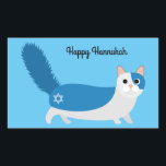 Happy Hanukkah Kitty Cat Rechteckiger Aufkleber<br><div class="desc">Feiern Sie Chanukah mit unseren bezaubernden und festlichen Kätzchen!</div>
