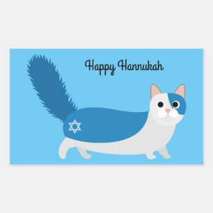 Happy Hanukkah Kitty Cat Rechteckiger Aufkleber