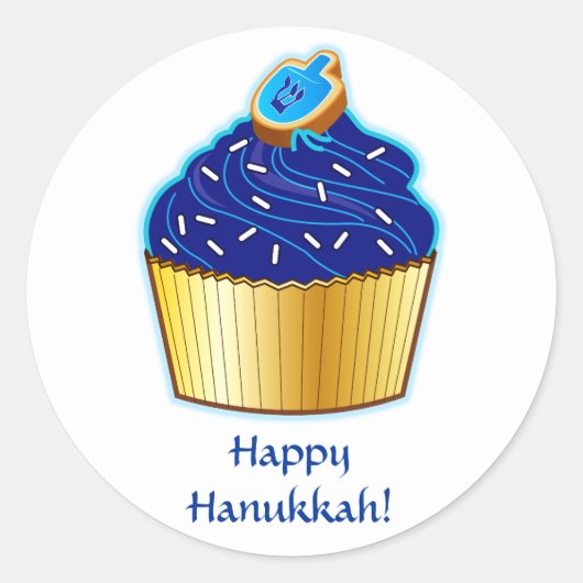 Happy Hanukkah: Kuchen mit Keks auf Weiß Runder Aufkleber (Vorderseite)