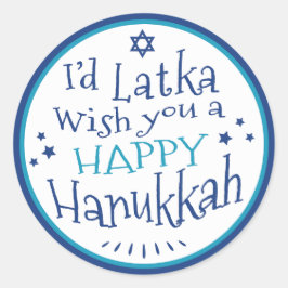 HAPPY Hanukkah Labels um mich herum wünschte ich d Runder Aufkleber