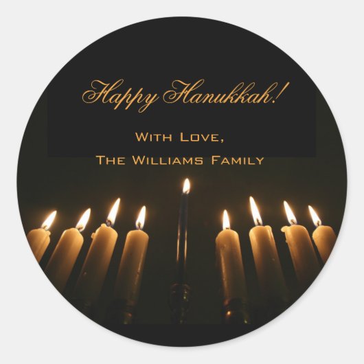 Happy Hanukkah Lamp Menorah Lights Kerze Chanukah Runder Aufkleber (Vorderseite)