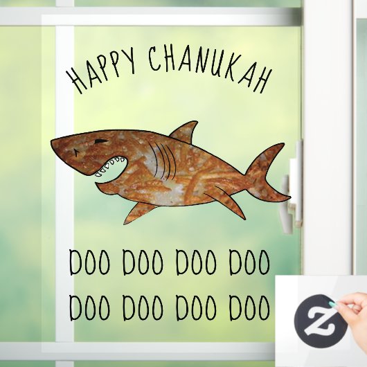 Happy Hanukkah Latke Shark Doo Doo Window Fensteraufkleber (Zuhause)