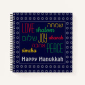 HAPPY HANUKKAH Liebe Joy Peace HEBREW Square Notizblock (Vorderseite)