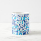 HAPPY HANUKKAH Liebe Light Laughter Typografie Kaffeetasse (Mittel)
