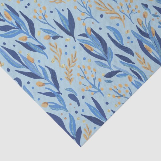 Happy Hanukkah Light Blue Floral Seidenpapier (Ausschnitt)