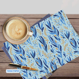 Happy Hanukkah Light Blue Floral Seidenpapier