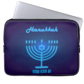 Happy Hanukkah Lights Jewish Holiday Gold Hebrew Laptopschutzhülle (Vorderseite)