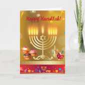 Happy Hanukkah Lights Jüdischer Urlaub Gold Karte (Vorderseite)