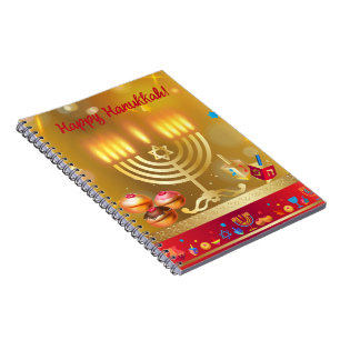 Happy Hanukkah Lights Jüdischer Urlaub Gold Notizblock