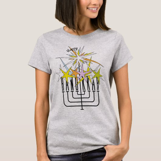 Happy HANUKKAH LIGHTS T-Shirt (Vorderseite)