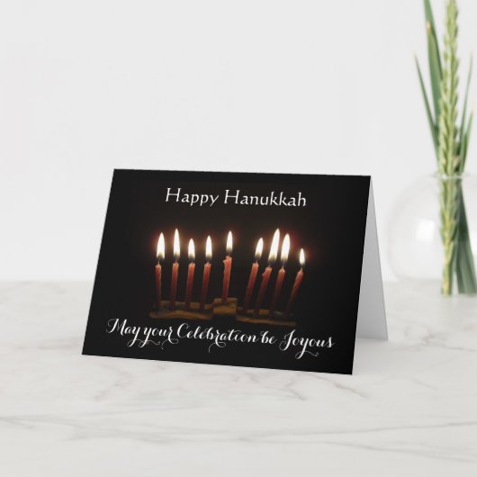 Happy Hanukkah Lit Menorah Karte (Vorderseite)