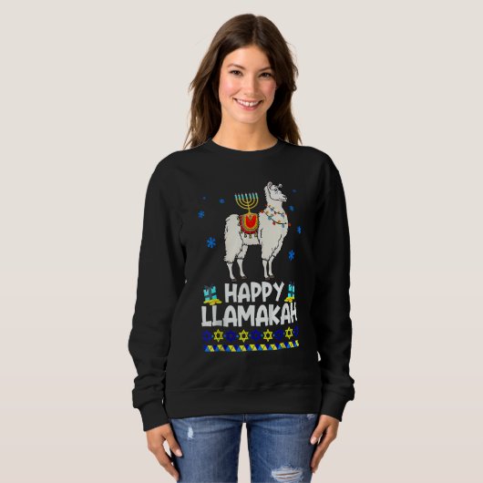 Happy Hanukkah Llama Happy Llamakah Squad Cute Al Sweatshirt (Vorne ganz)
