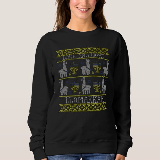 Happy Hanukkah Llamakkah Llama Love Light Menorah  Sweatshirt (Vorderseite)